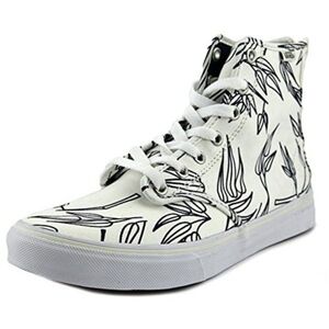 Vans Bamboo Print High Top Sneakers White Women's Gym Shoes Sz 8.5